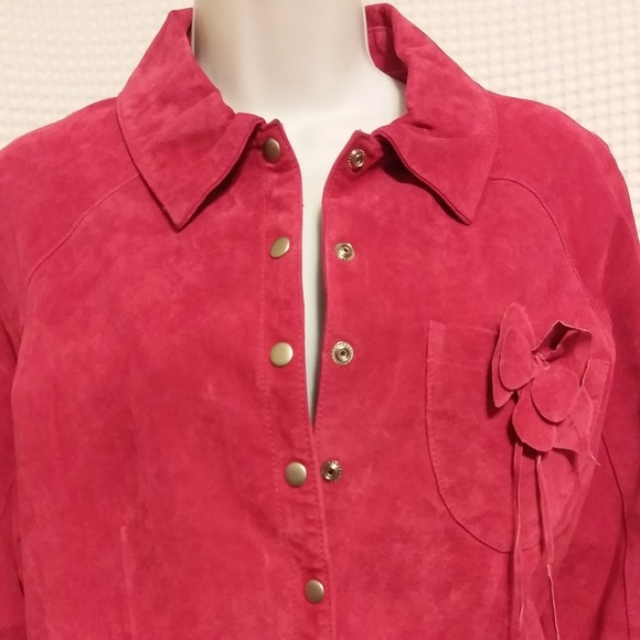 FINAL! PINK SUEDE LEATHER JACKET - Picture 2 of 8